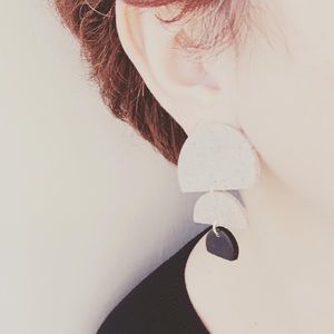 Grey Granite Earrings made of Polymer Clay.